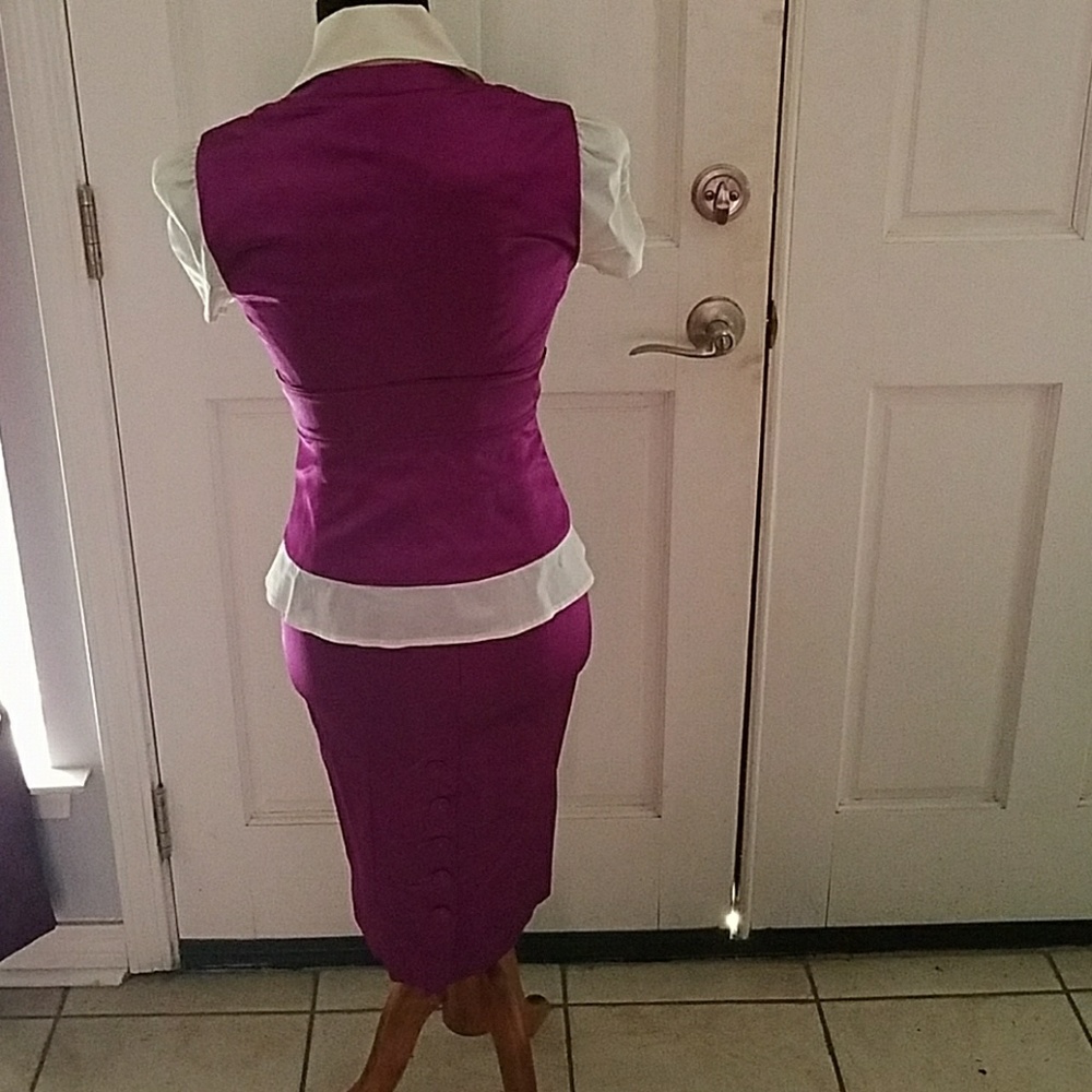 Belted Corset hook Silk Bebe Skirt Set - Picture 4 of 8